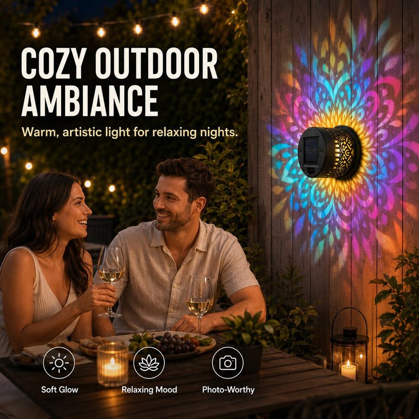 2 PCS✨ Solar Mandala Wall Light 🥇 – Waterproof Outdoor Garden Fence Projector Lamp with Magical Ambient Glow🪐